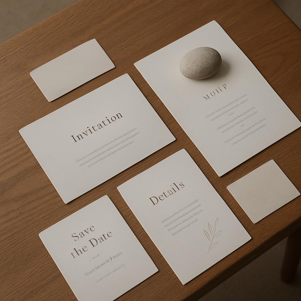 A large white card labeled"Details" next to a surface that looks like a wooden table, some other white cards near the card...